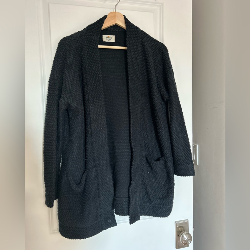 Marine Layer Birds Eye Cardigan Small Black